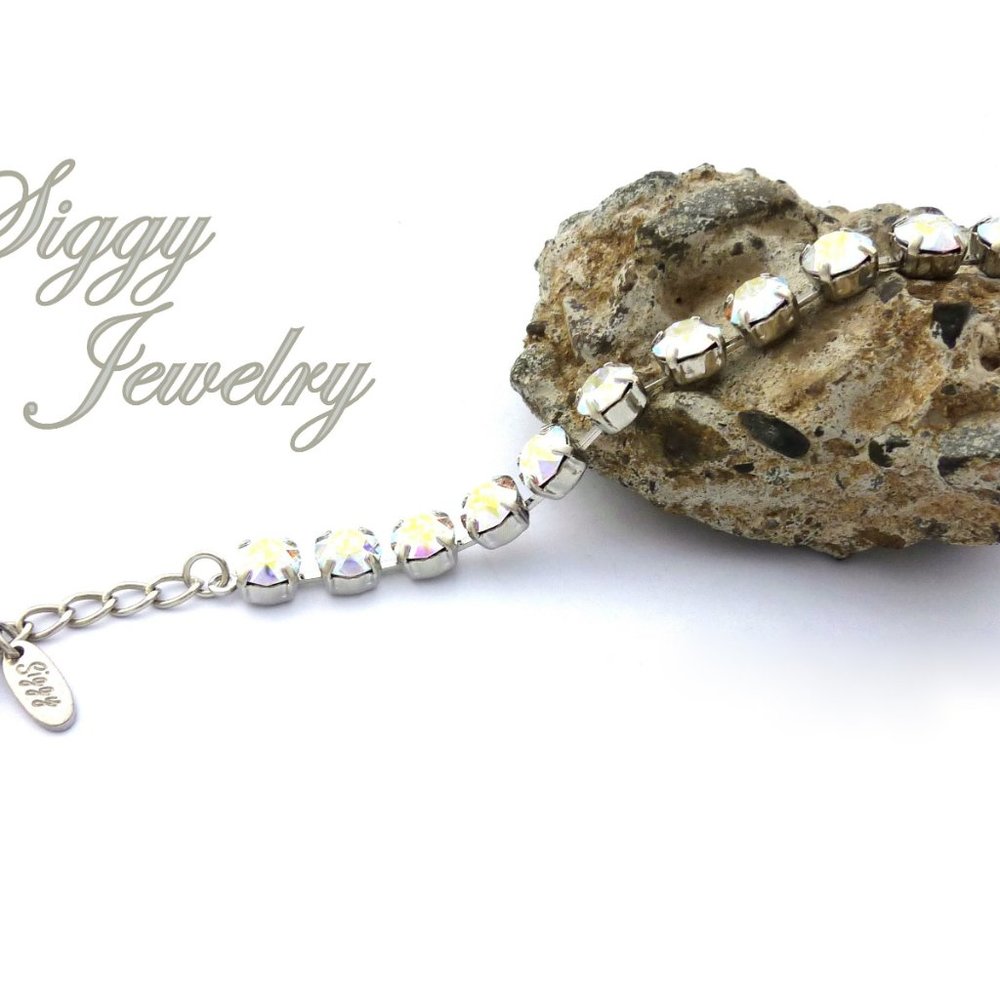 Swarovski Crystal AB Tennis Charm Bracelet - Picture 6 of 8